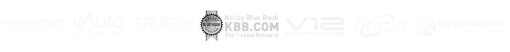 Selly Automotive CRM integration partners including AutoManager, vAuto, TrueCar, Kelley Blue Book, V12 Software, Frazer, and Wayne Reaves